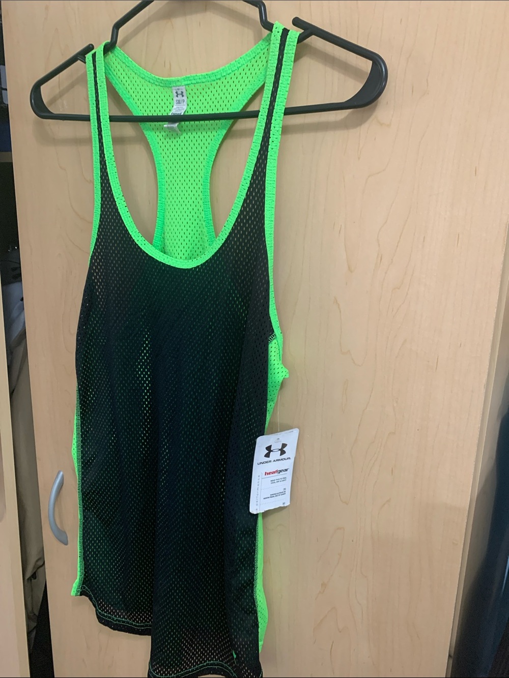 Under Armour Black with Neon Green Mesh Racerback Tank